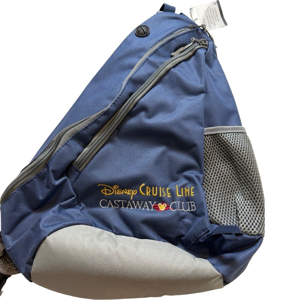 Disney Cruise Line Castaway Club Sling Backpack Blue Grey Travel Bag New